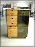 Custom Wood Cabinet w/ Drawers & Locking Glass Doors